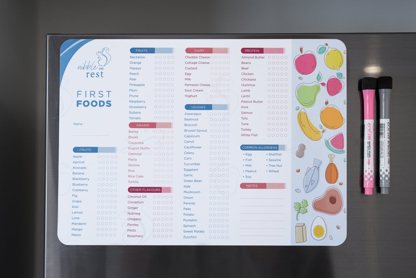 Nibble and Rest First Foods Tracker